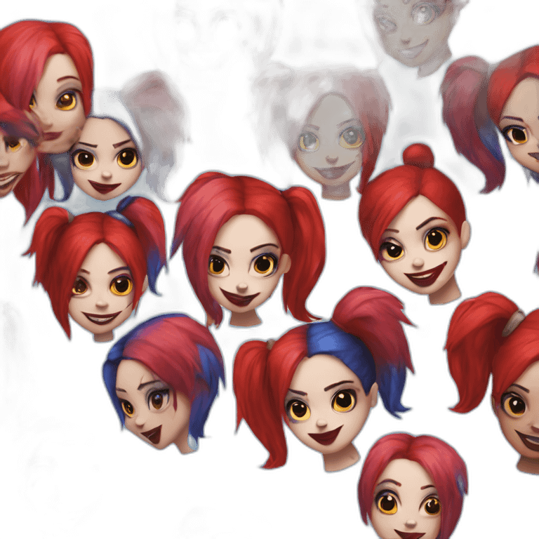 Harley Quinn blue and red hair emoji