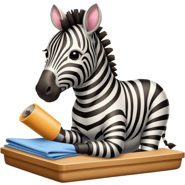 Zebra at work in fabric factory  emoji