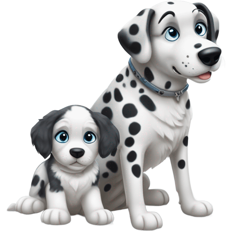 dalmatian and white and grey siberian husky in love emoji