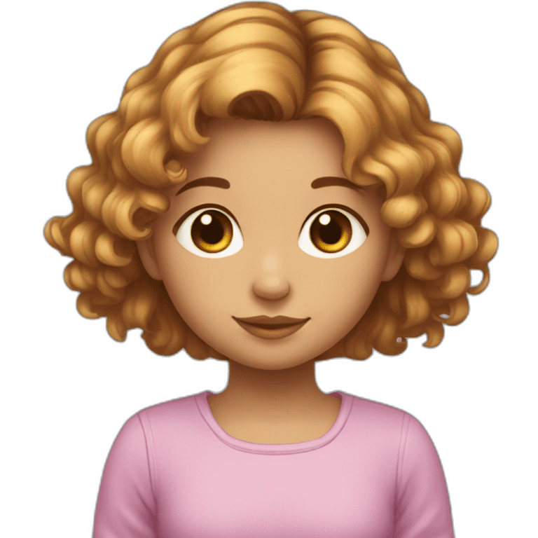 Une petite fille cheveux long avec un chaton emoji