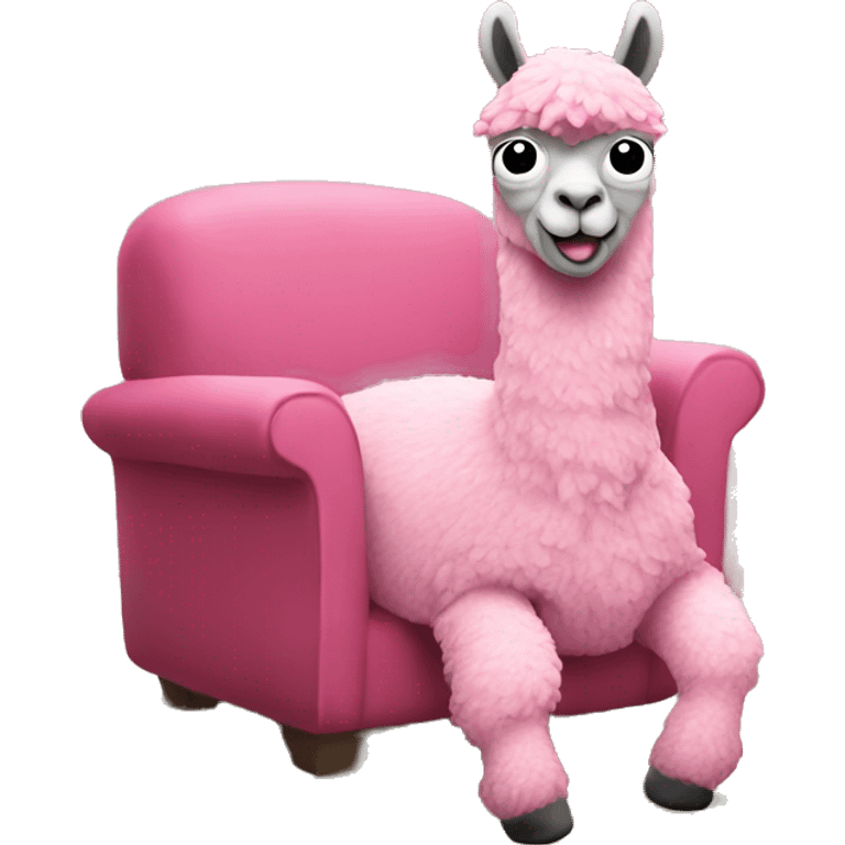 Pink lama in livingroom emoji