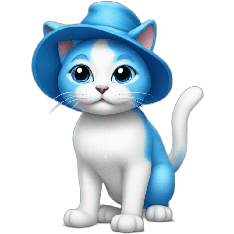 blue smurf cat in white hat emoji