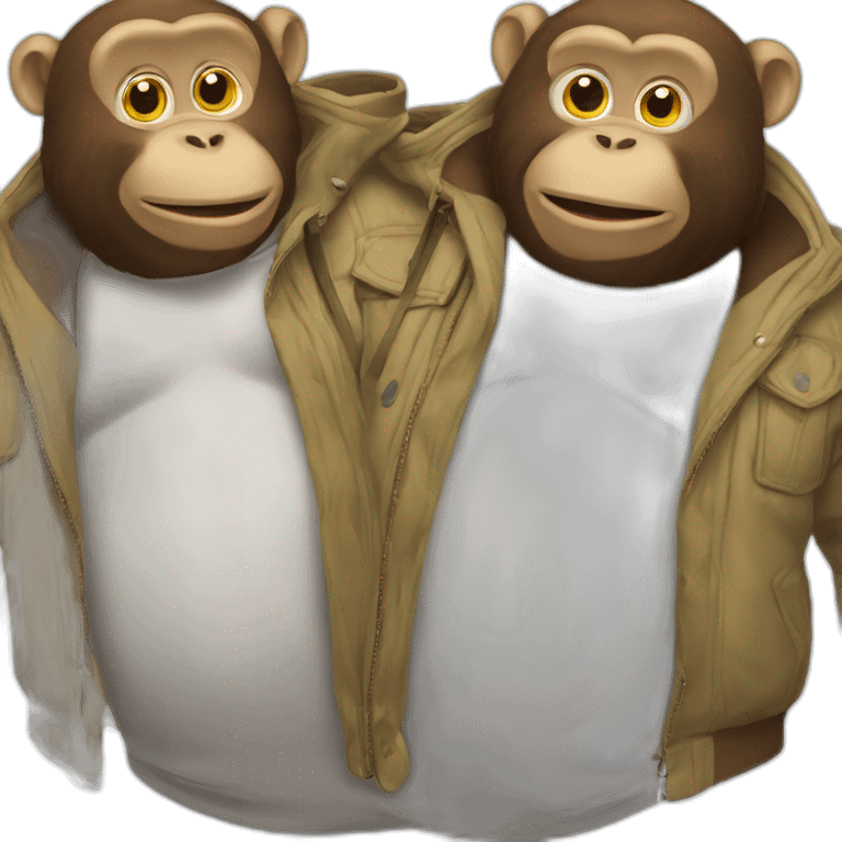 3 old fat happy monkeys full body jackets open emoji