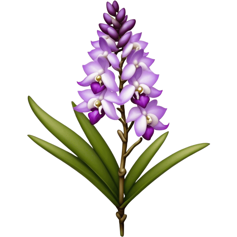 single white purple Rhynchostylis Orchid, 
straight stem emoji