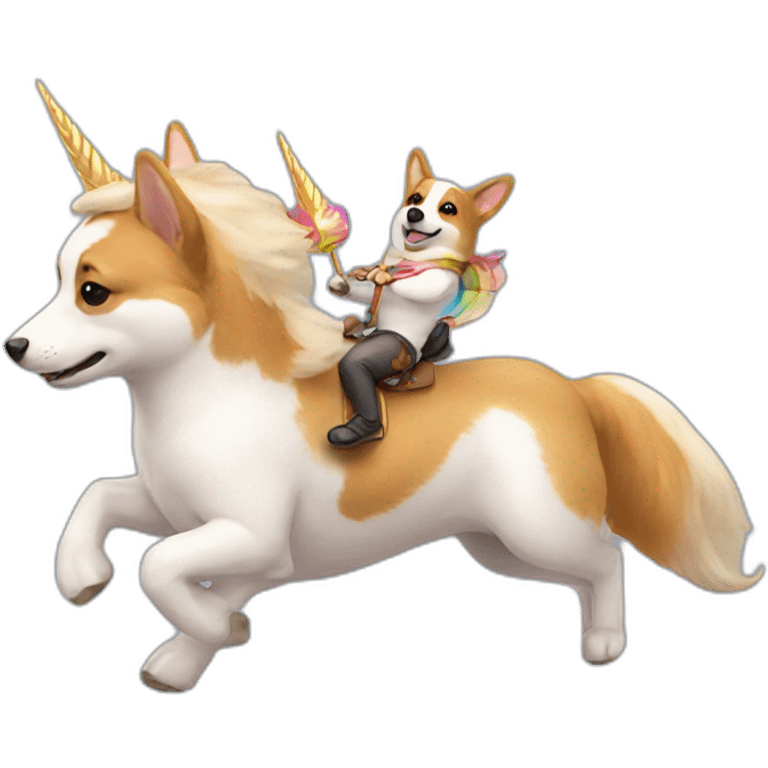 Corgi riding unicorn emoji