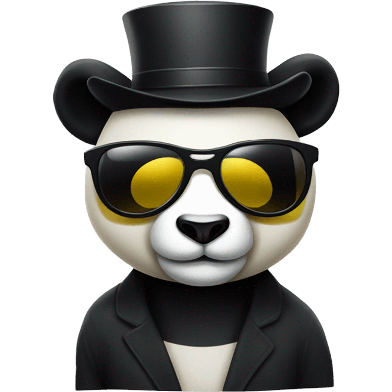 Panda bear with a black hat and yellow sunglasses  emoji