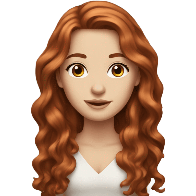 beautiful white girl with long and wavy auburn hair emoji