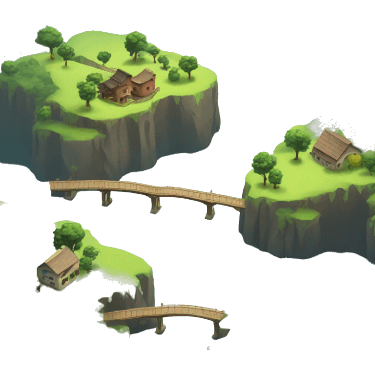 floating islands connecting with bridges emoji