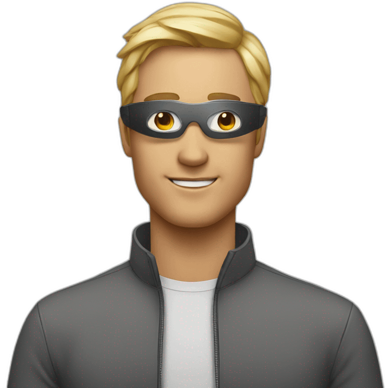 Generate an futuristic emoji of a guy wearing apple vision pro emoji