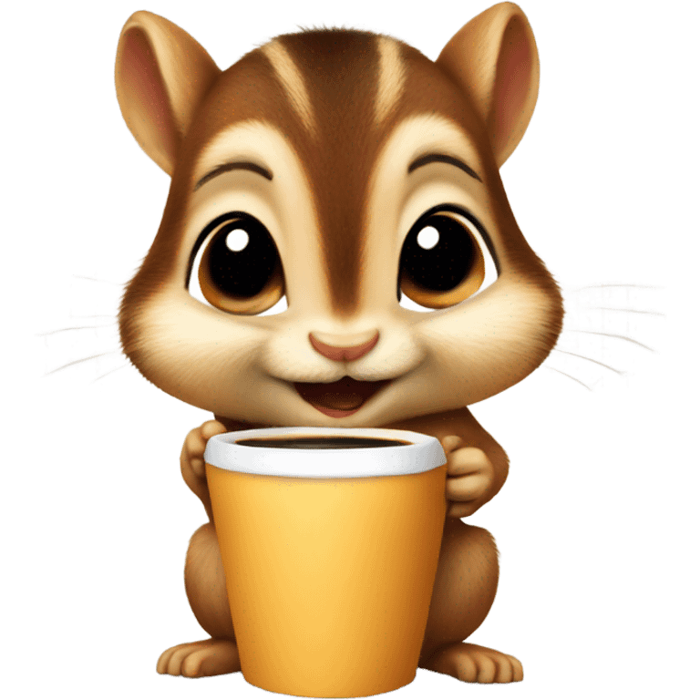 baby chipmunk drinking coffee emoji