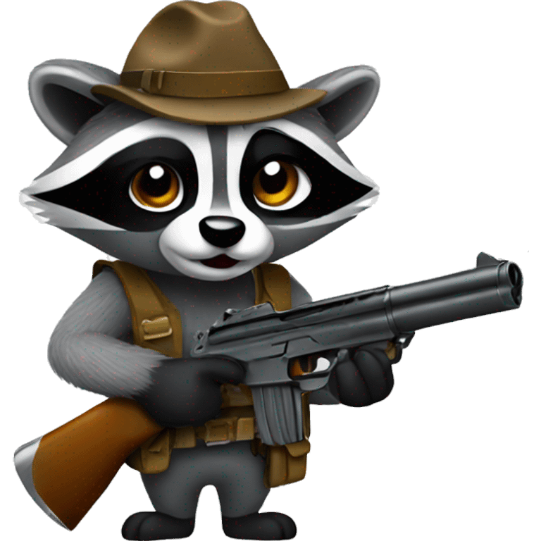 Raccoon with gun emoji