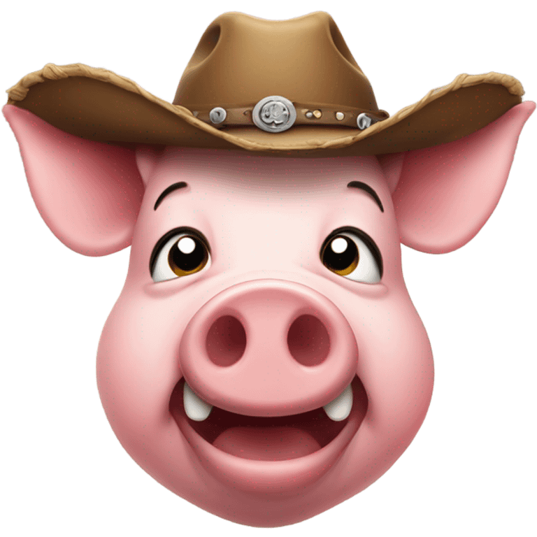 Pig crying with cowboy hat emoji