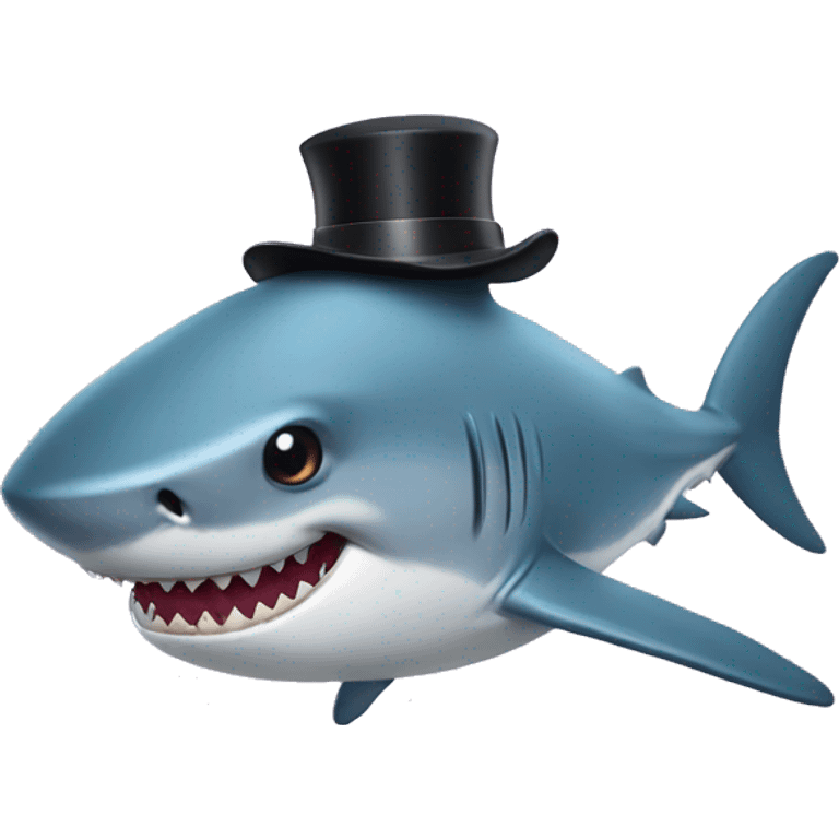 Shark with a top hat emoji