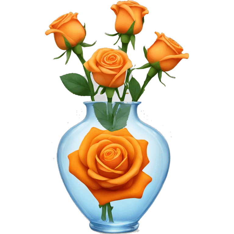 Orange rose in a water filled vase  emoji