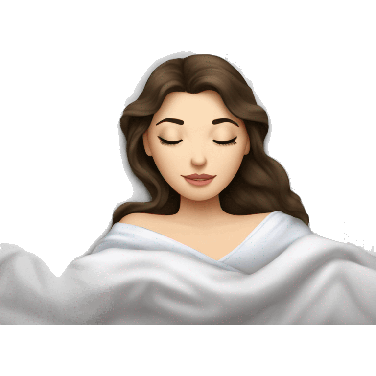 sleeping beauty brunette white girl with a silk pillow emoji