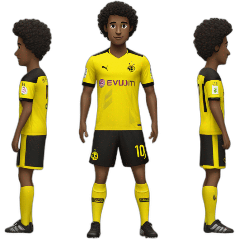 Borussia Dortmund player with brown skin a black Small goattee and short black curly har emoji