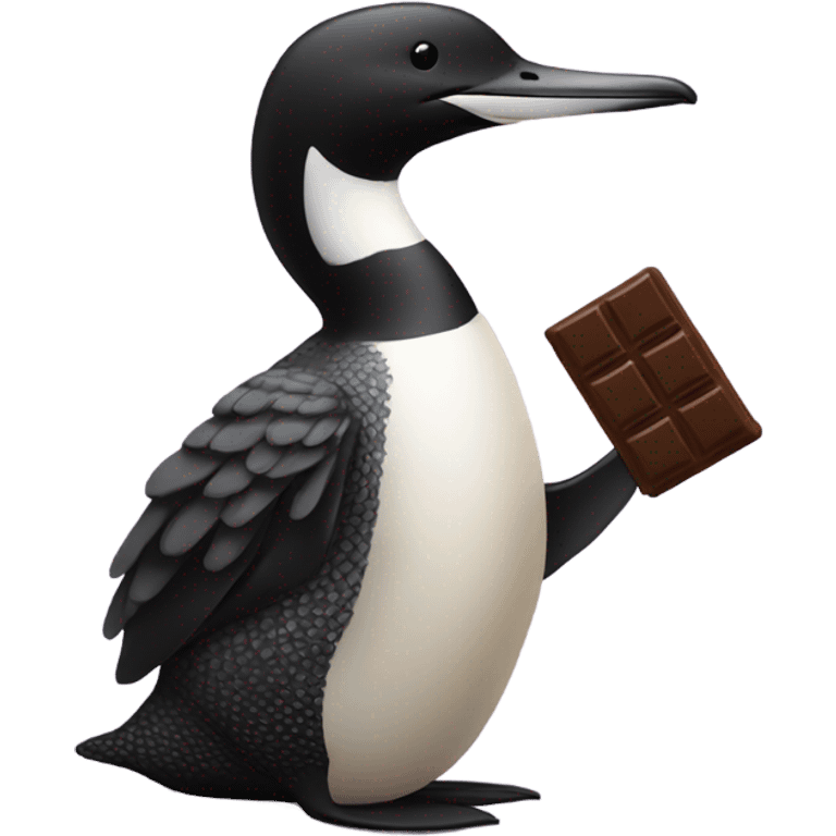 Common loon holding a chocolate bar  emoji