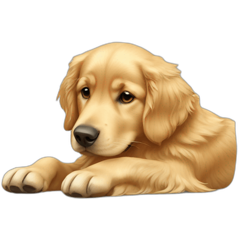 golden retriever lying down on the back  emoji