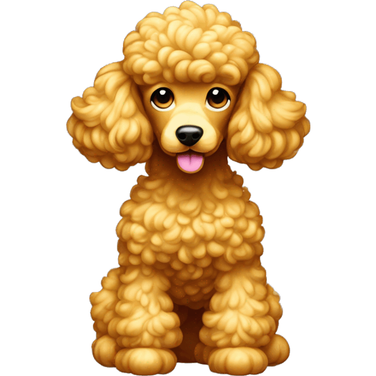 shiny gold poodle standing atttentivelyviewed from above emoji