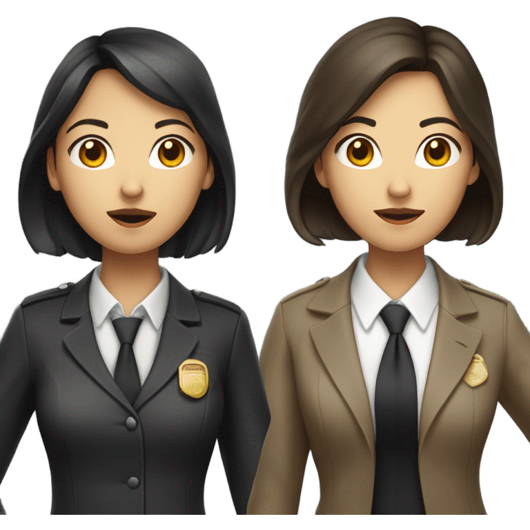 Two women detectives, one with brown hair and one with black hair. One Asian one white emoji