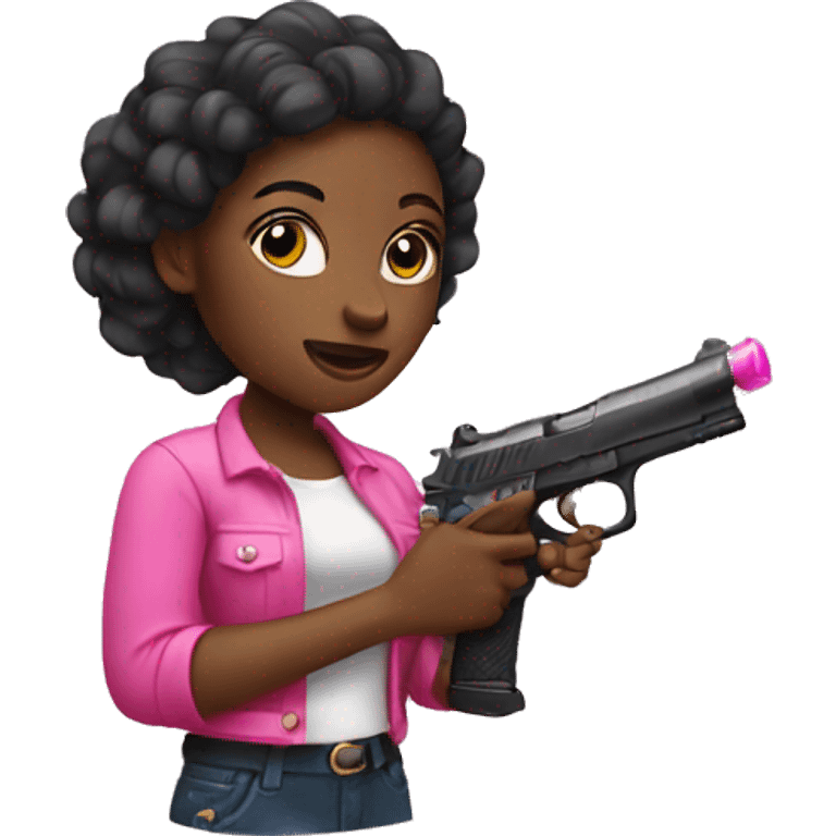 black female holding pink gun emoji