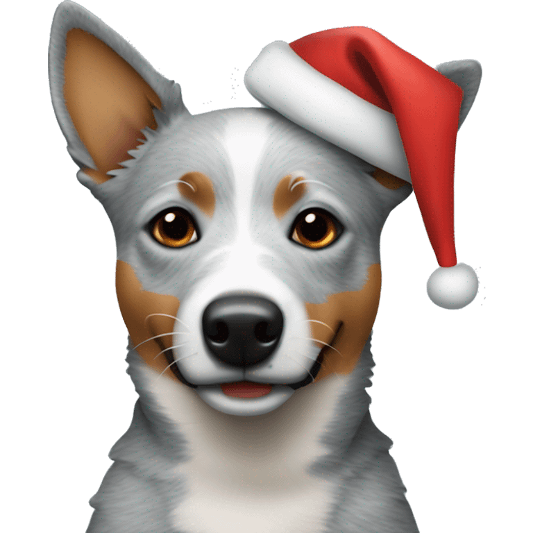 blue heeler dog wearing a santa hat emoji