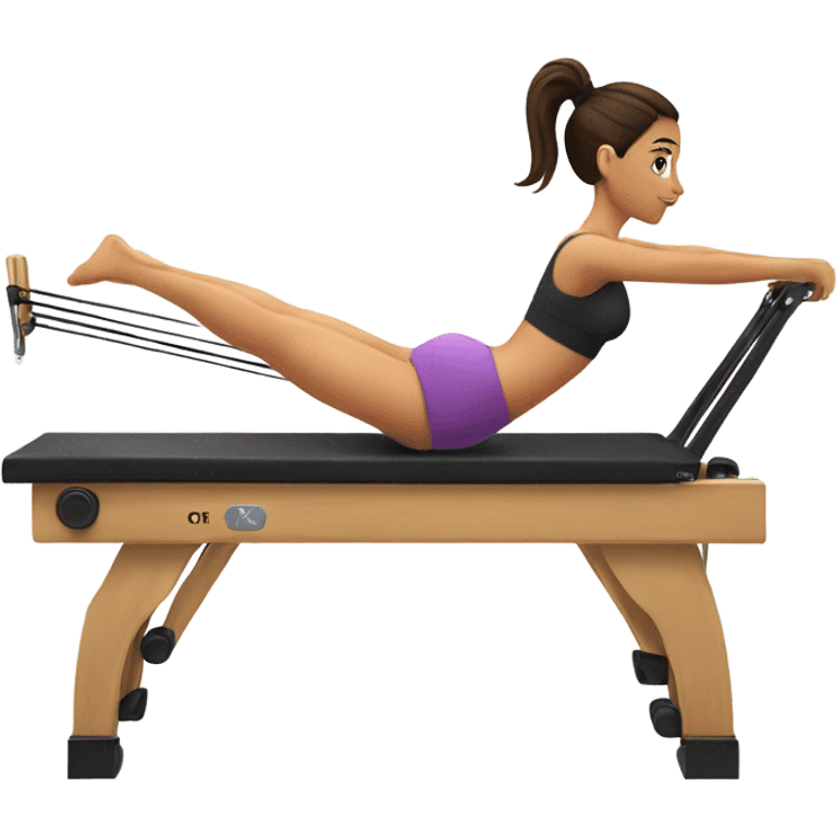 brunette girl working out on a pilates reformer emoji