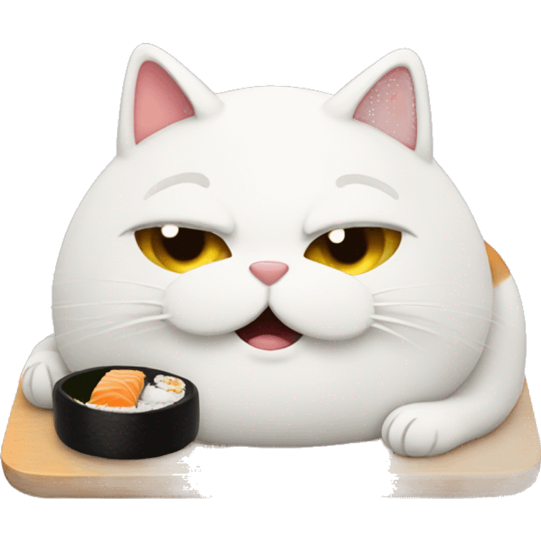 fat cat eating sushi emoji