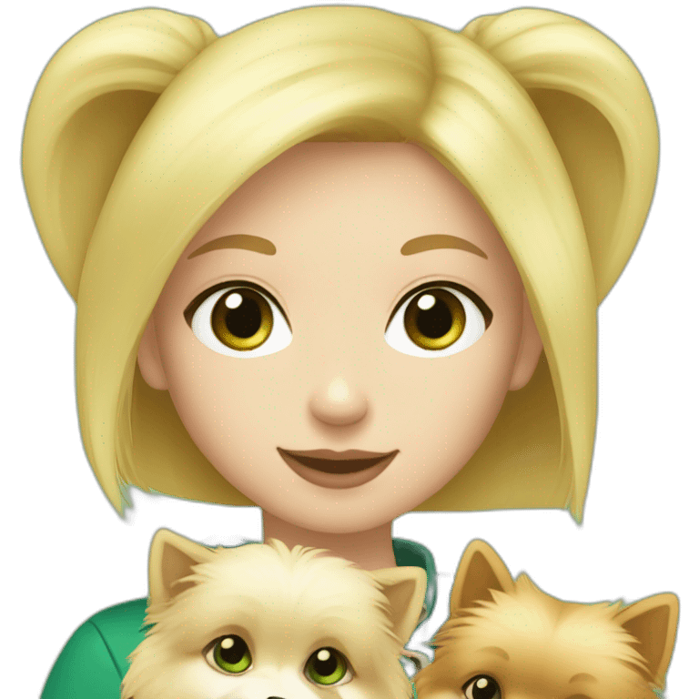 blond-hair-girl-with-green-eyes-petting-pomeranian emoji