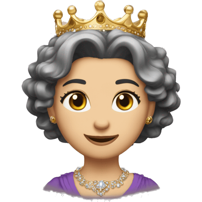 Una leon  rugiendo ,  alegre y elegante con corona de brillo de Reyna  emoji