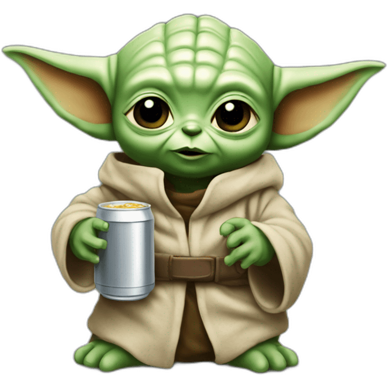 Bébé Yoda en train de boire une bière emoji