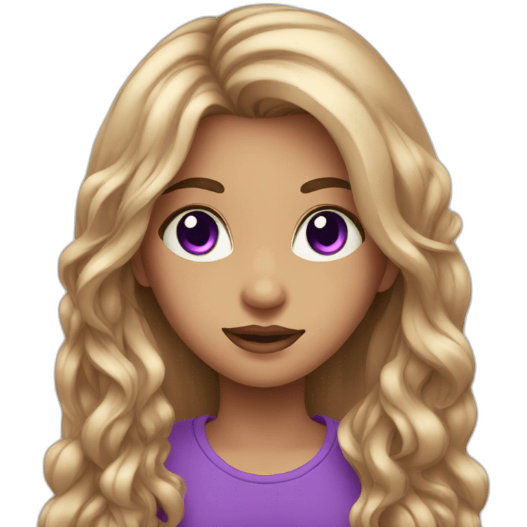 beautiful girl with purple eyes and long hair emoji