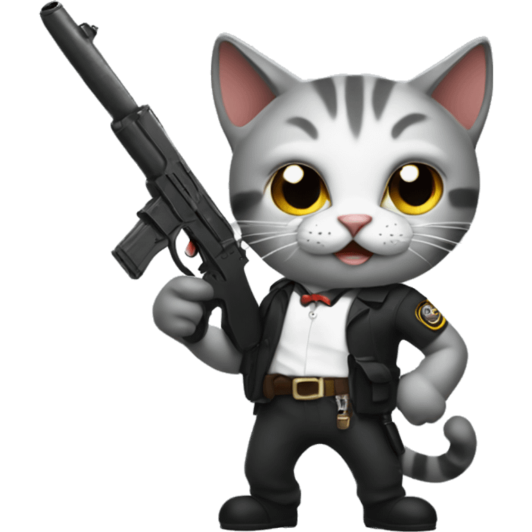 a cat holding a gun emoji