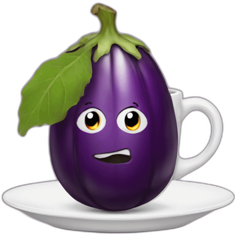 an eggplant drinking coffee emoji