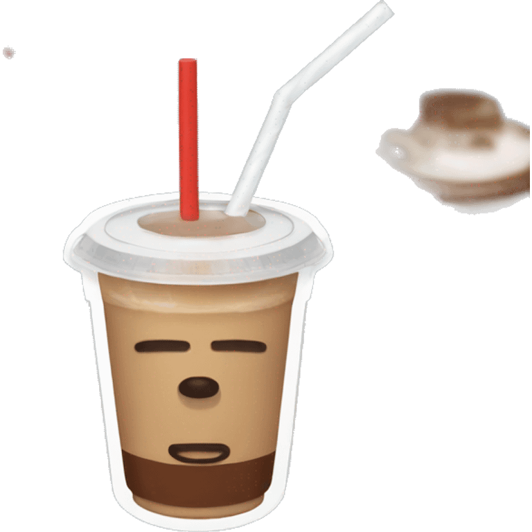 Ice coffee with lid and straw emoji