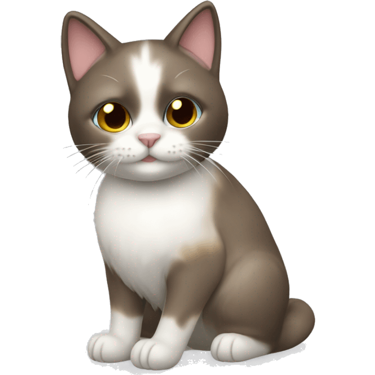 snowshoe cat with a toy emoji