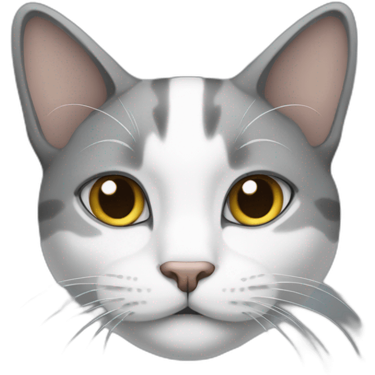 A cat wit gray and White emoji