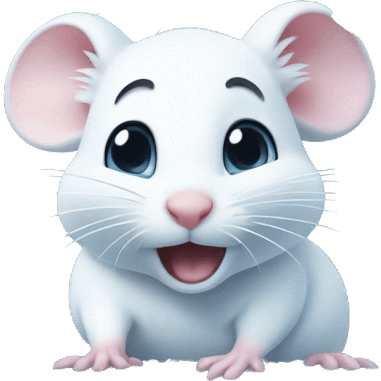 Cute white mouse frozen in block of ice emoji