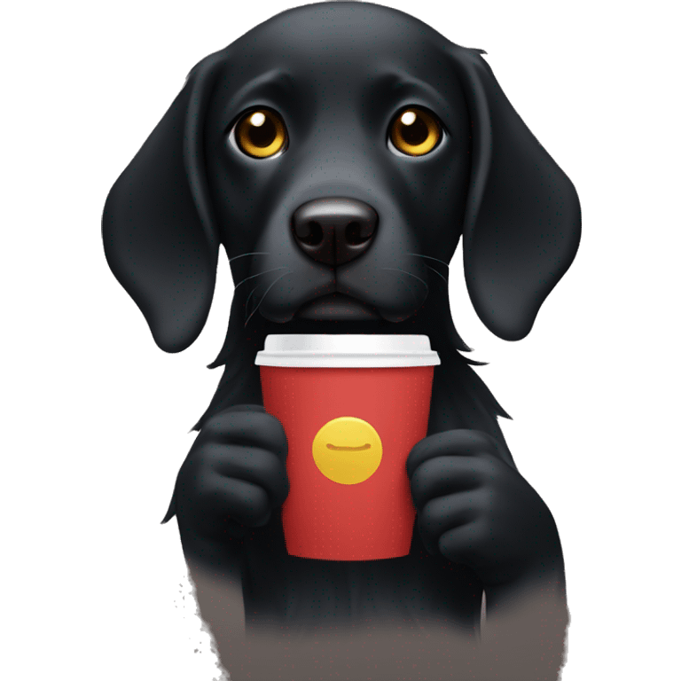 black retriver holding coffee in its hand emoji