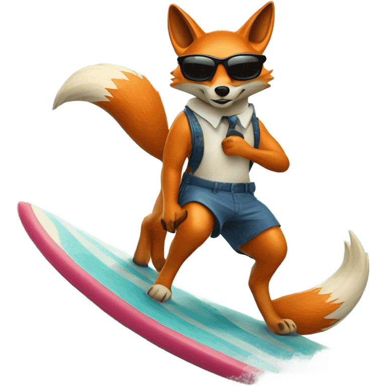 Surfing Fox wearing sunglasses emoji