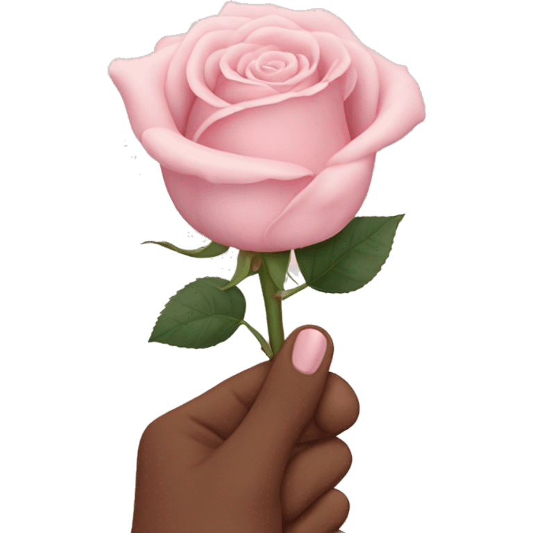 hand holding a single pale pink rose emoji