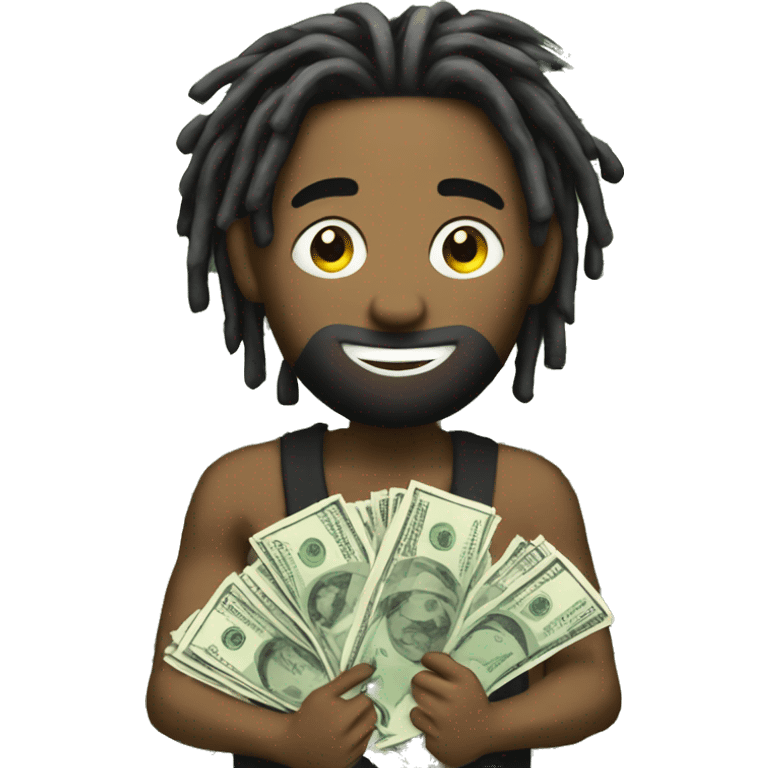 Emoji with dreads holding lots of money in both hands  emoji