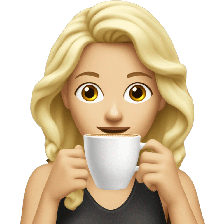 Blonde woman drinking cappucino emoji