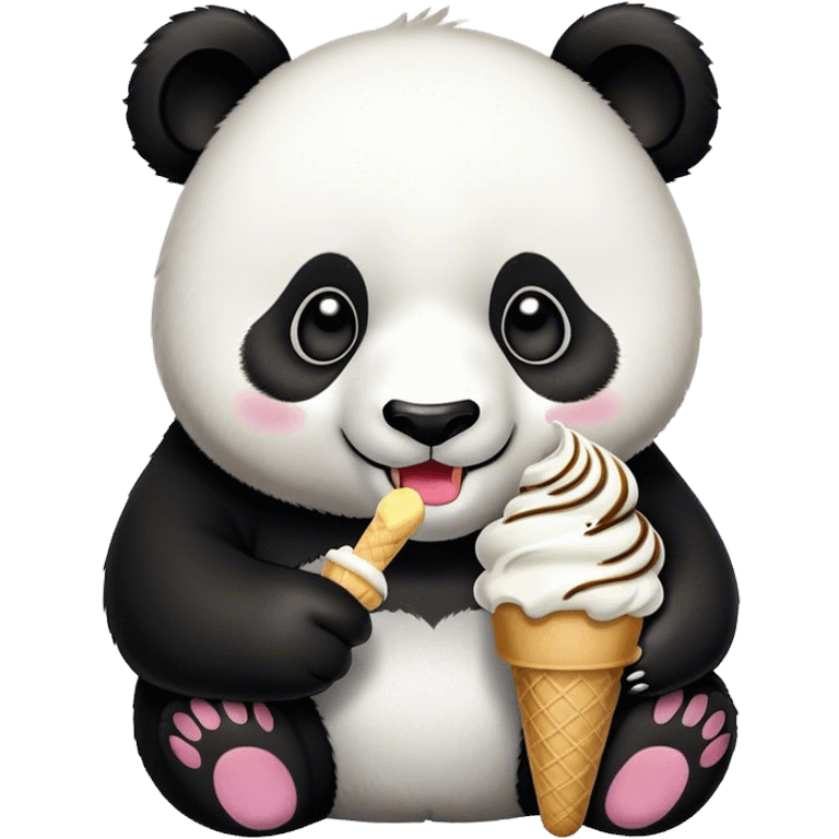 Panda eating ice cream emoji