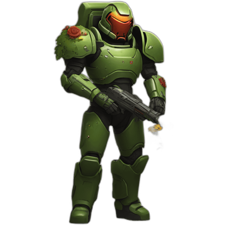 Doom slayer watering flowers emoji