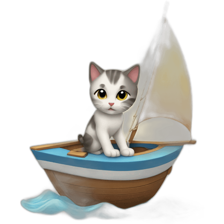 Very cute kitten sailing on a boat emoji