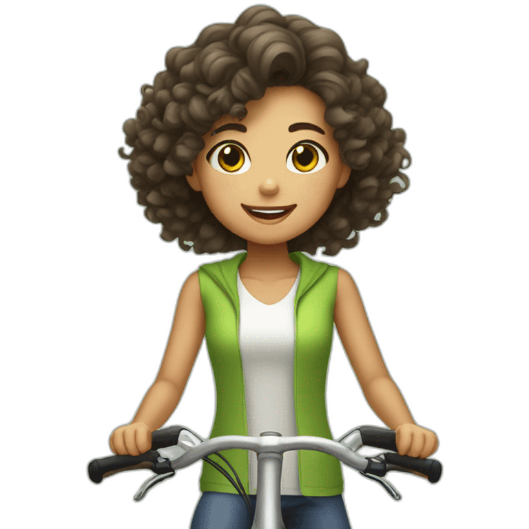 Taiwanese girl with curly hair riding bicycle emoji