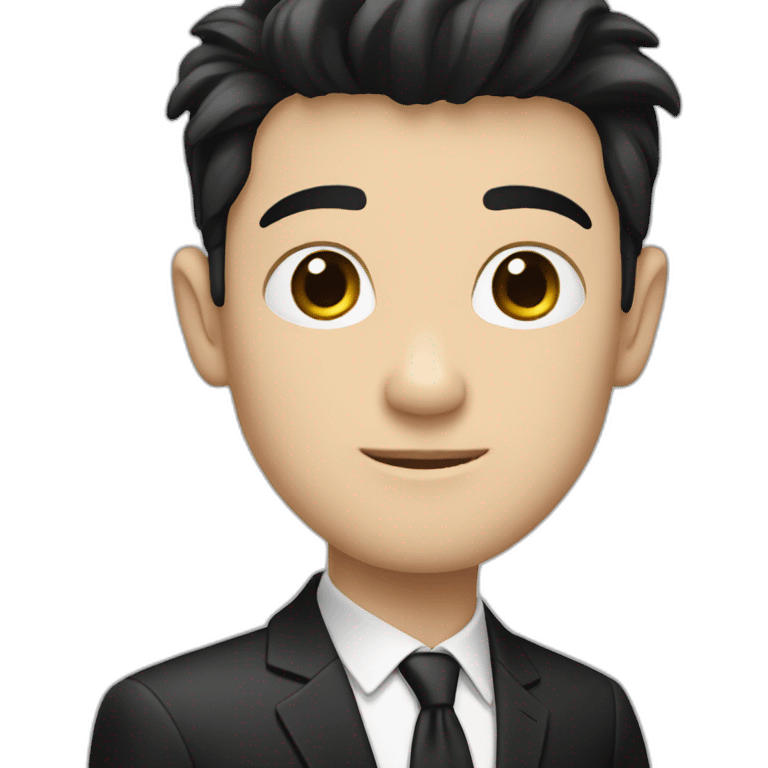 White guy with black suit and black hair emoji