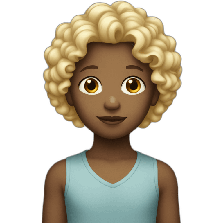 Black curly Kid with blond white mother emoji