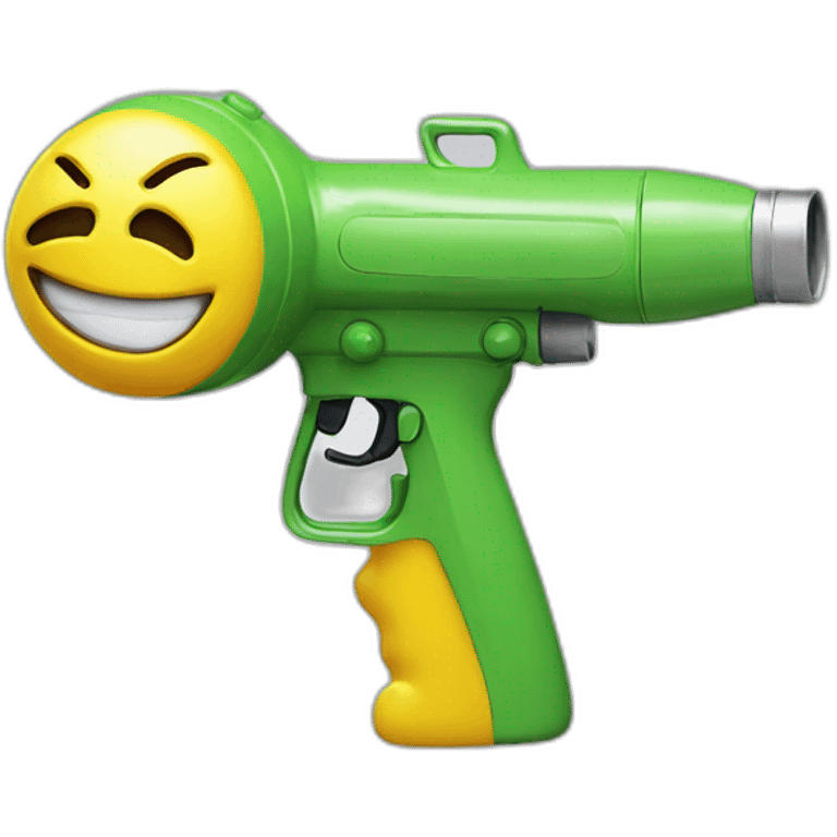 scared smiley metal water gun pointed on head emoji